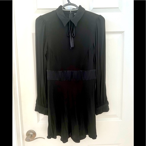 zara black long sleeve mini dress ZARA Black Velvet Mini Dress